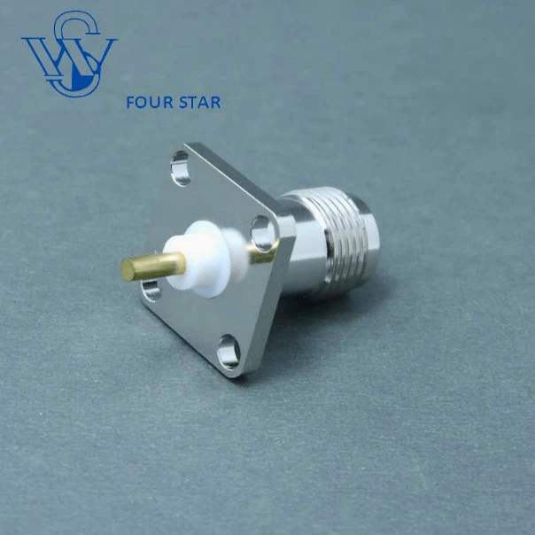 Female 4 Holes Flange RF TNC Connector with Extended 3mm Insulator and 6mm Pin